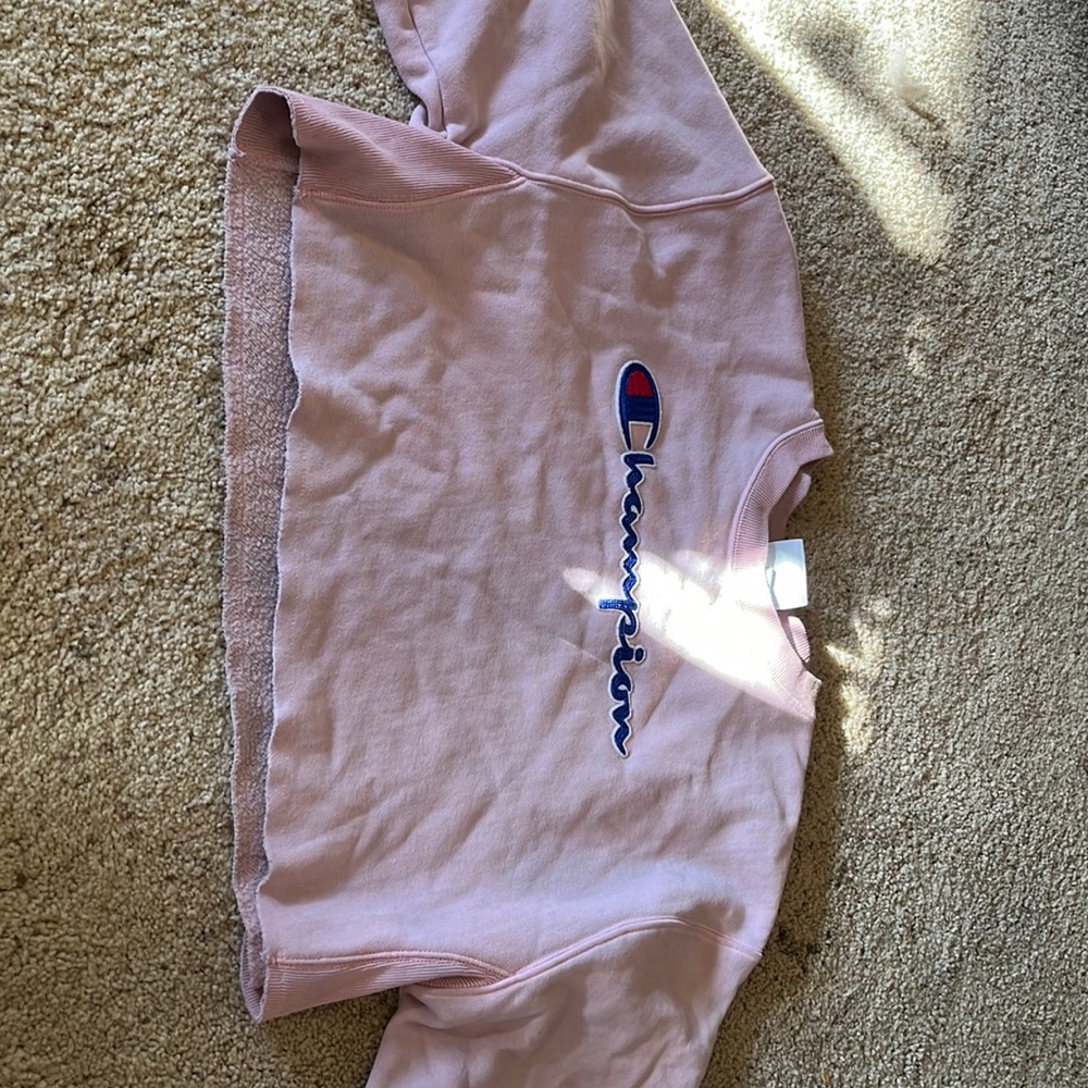 Champion pink cropped crew neck sweatshirt